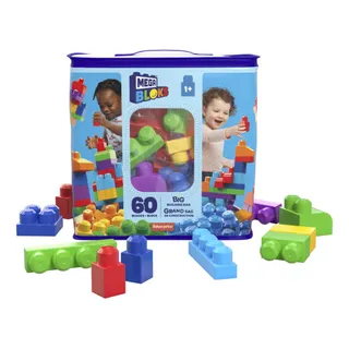 Bolsa De Construção Mega Bloks, 60 Peças, Versão Azul Para Personagens Bolsa De Construção Mega Bloks, 60 Peças, Versão Azul Para Personagens