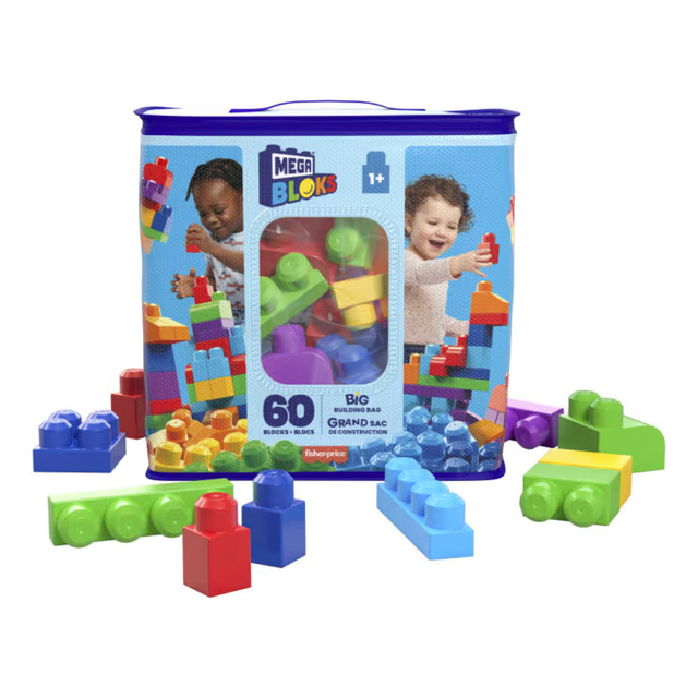 Bolsa De Construção Mega Bloks, 60 Peças, Versão Azul Para Personagens Bolsa De Construção Mega Bloks, 60 Peças, Versão Azul Para Personagens