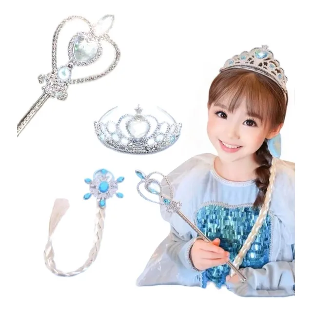 Kit Set Accesorios Corona Princesa Elsa Frozen Para Niña