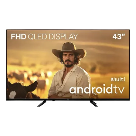 Smart TV Multi 43 Polegadas QLED Full HD Android TV HDR10 Dolby Audio Chromecast Bluetooth Wi-Fi Comando de Voz - Tl066MQ