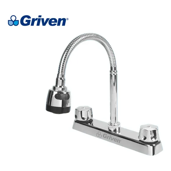 Llave Fregadero Cuello Cisne Metal Flexible Doble Pomo Ofert