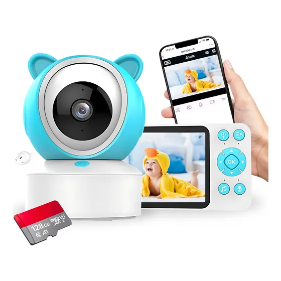 Kit Baba Eletrônica Monitor Wifi App Alarme Choro C/sd 128gb