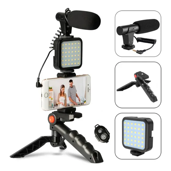 Tripé De Mesa Celular E Bastão Selfie 2 Em 1 - Kit Youtuber