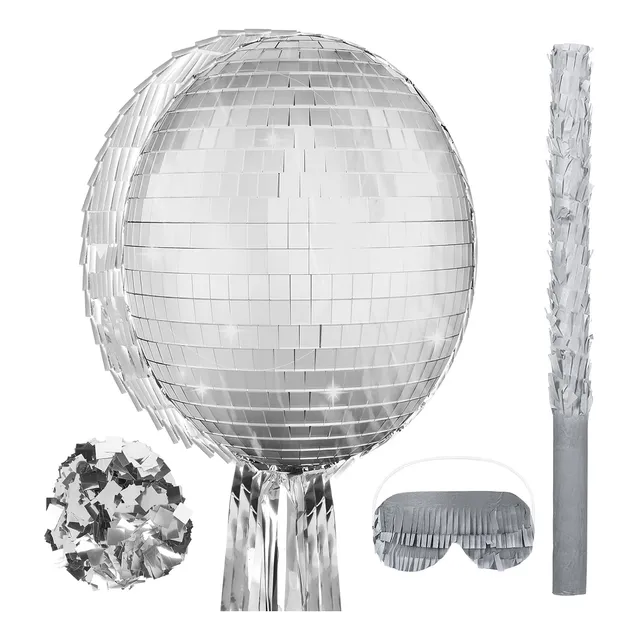 Piñata De Disco, Forma De Espejo E Incluye Máscara Y Confeti