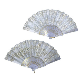 25 Abanico Blanco Plastico Tela Recuerdos Boda Adorno Oro 25 Abanico Blanco Plastico Tela Recuerdos Boda Adorno Oro