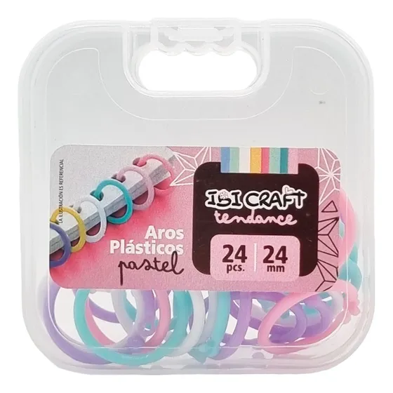 Aros Plasticos X4 Colores Pasteles 24mm X24 Uni Ibi Craft