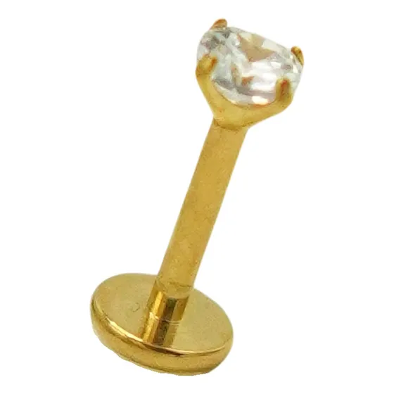 Piercing Labret Punto De Luz Titanio Astm F136 Chapado Oro Color Dorado