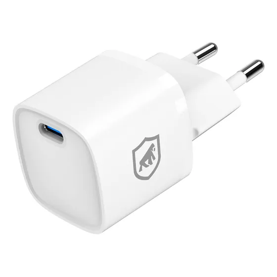 Carregador De Parede Turbo Super Rápido Gan Ultra Slim Tipo C 20w Compatível C/ iPhone E Android Certificado Anatel Gshield Cor Branco