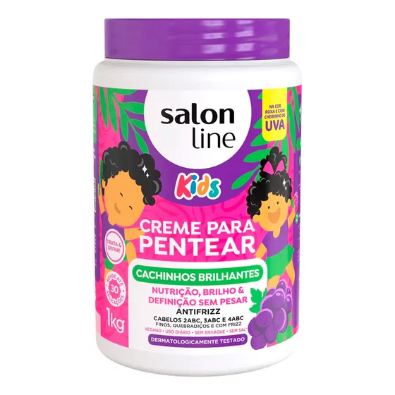 Creme Pentear Cachinhos Kids Cheirinho Uva Salon Line 1kg