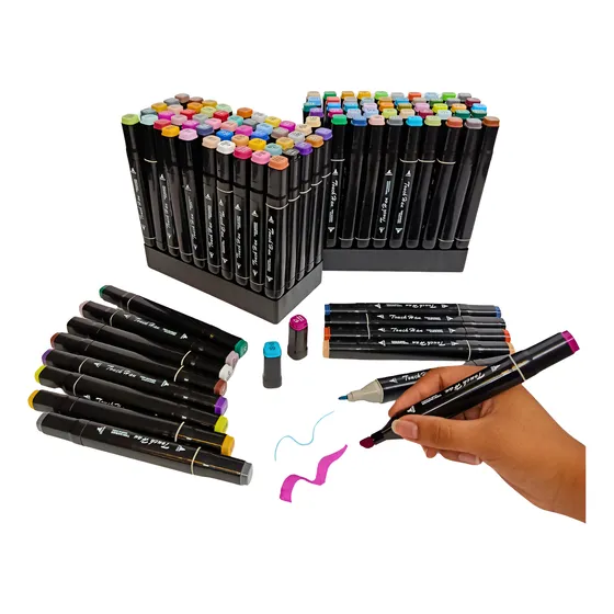 Marcadores X100 Doble Punta Touch + Base Dibujo Diseño Arte