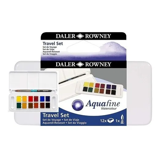 Set Acuarela Pastilla Aquafine Bandeja Plastiica - 12 Colore
