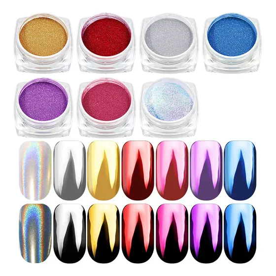 Polvo Efecto Espejo Manicure + Pincel Sillicona