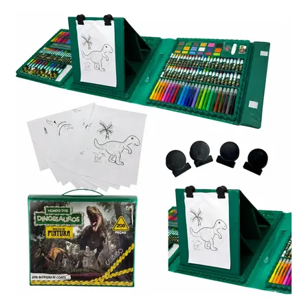 Maleta De Pintura Infantil Para Colorir Com Desenhos 208 Pçs