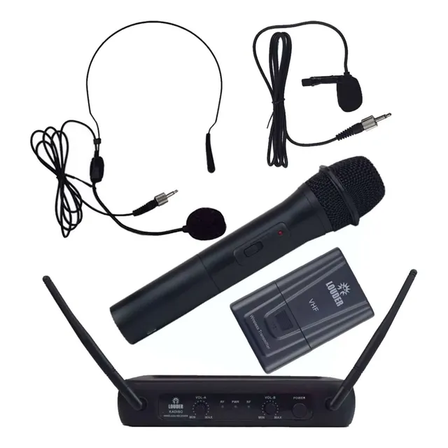 Set Microfonos Inalambricos Solapa Diadema Mano Microfono