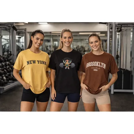 Kit 3 Camisetas Academia Streetwear Feminina Camisetão