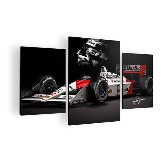 Cuadro Decorativo Tres Piezas Ayrton Senna 100x60 Cm Mdf