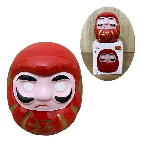 Boneco Daruma Porcelana Presente Buda Amuleto Da Sorte 5,4cm Cor Vermelho