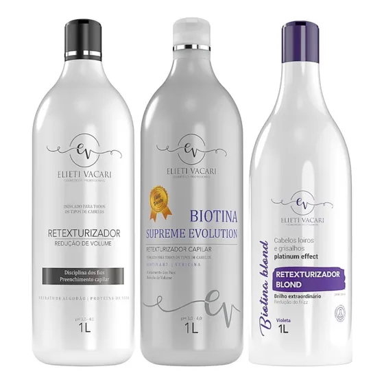 Retexturizador Algodão + Progressiva Biotina + Biotina Blond