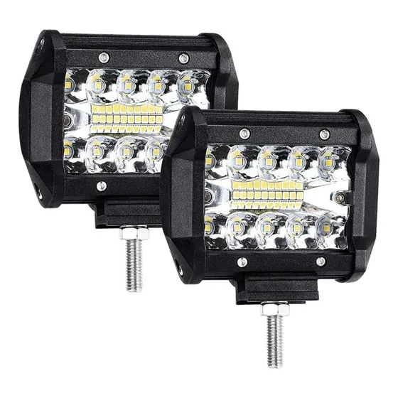 Faros Led Auxiliar Cuadrado Largo Alcance 60w Spot Flood X2