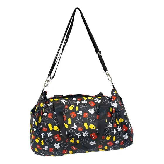 Bolsa Viagem Academia Preta Mickey Mouse Licenciado 43 Cm Cor Preto Correia de ombro Preto