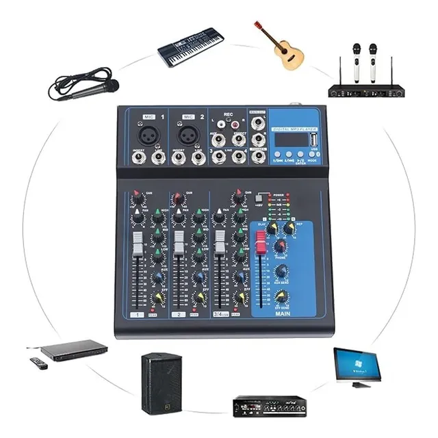 Mezclador De Sonido Mixer 4 Canales Sq-04