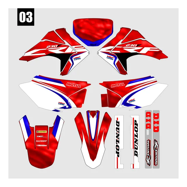 Kit Grafico Adesivo Crf 230 E 250 0,20 Vermelho