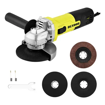 Esmerilhadeira Angular Profissional 1100w Reais Motor De Cobre 115mm Com Protetor Punho Auxiliar E Trava De Eixo Kit Completo 127v Desoon Verde-claro