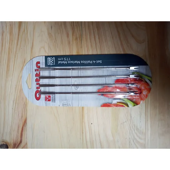 Palillos O Tenedores Mariscos Acero Marca Quttin. Set 4 