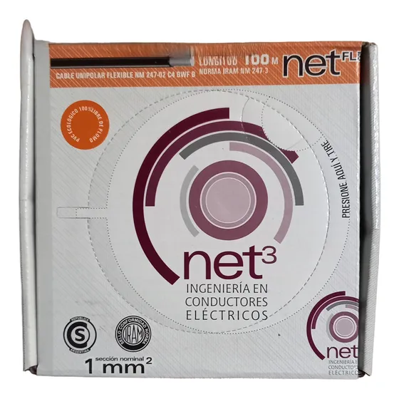Cable Unipolar Net3 Netflex 1mm2 Caja 100 Mts Verde/amarillo