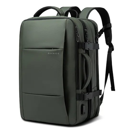 Mochila Expandible Impermeable Anti Cortes Con Entrada Usb Color Verde Oscuro Diseño De La Tela Liso