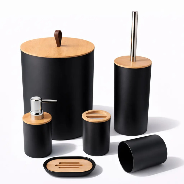 Conjunto Acessórios Kit Completo 6 Peças Para Banheiro Tampa Fechada Copo Multiuso, Escova...