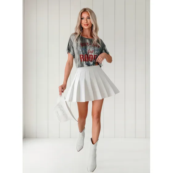 4 Colores Elegante De Falda Tableada Con Short
