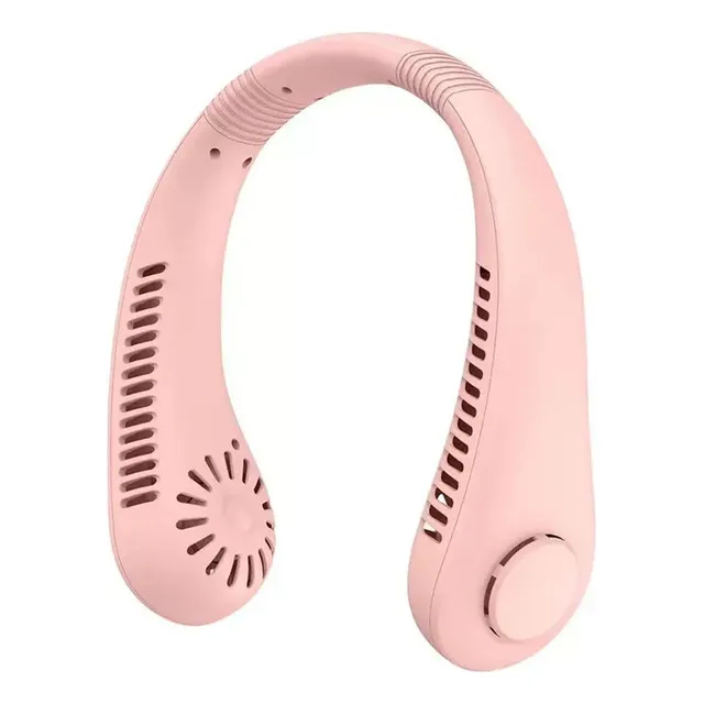 Ventilador De Cuello Portátil Recargable Con 3 Velocidades Rosa
