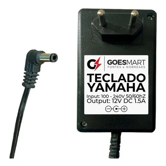 Fonte Carregador 12v 1,5a Teclado Yamaha Psr-520 Psr-530