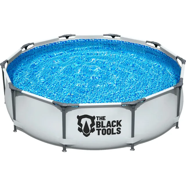 Piscina Estruturada Redonda Circular Aço Pvc Cinza 4690l 76x300cm Fácil De Montar Tbt-002 The Black Tools