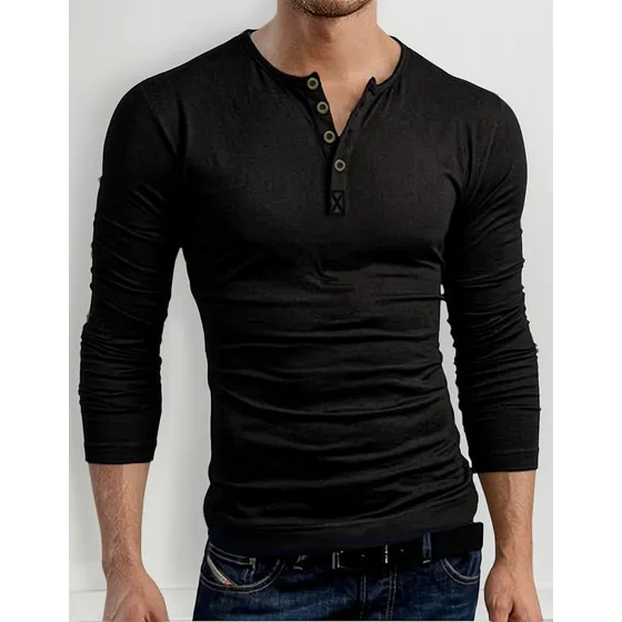 Pack X 2 Remeras Entalladas Slim Fit Tipo Chomba Manga Larga