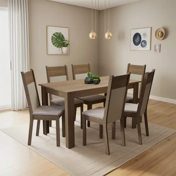 Juego Comedor Madesa Medelin Mesa Tapa Madera Con 6 Sillas