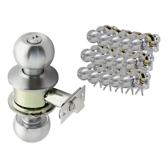 Cerradura Pomo Cilindrico Cromo Mate Para Recamara 15 Piezas