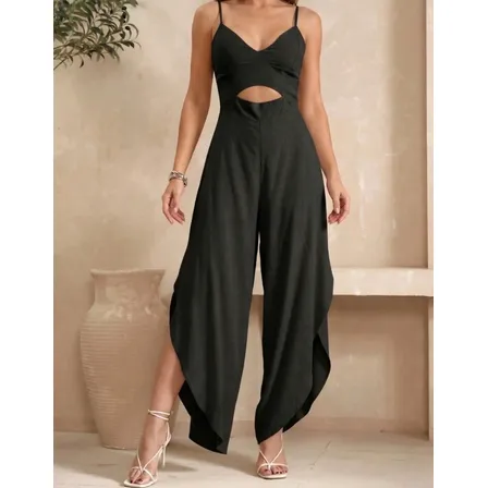 Macacão Viscose Feminino Pantacourt Pantalona Alcinha Social Preto G