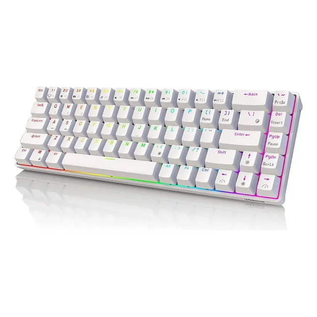 Teclado Gamer Mecánico Inalámbrico Royal Kludge Rk68 Teclado Switch Rk Brown Teclado Blanco Idioma Inglés Us