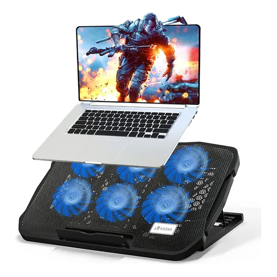 Vedo Cooler Suporte Base Notebook Gamer Led 2 Usb Com 6 Coolers