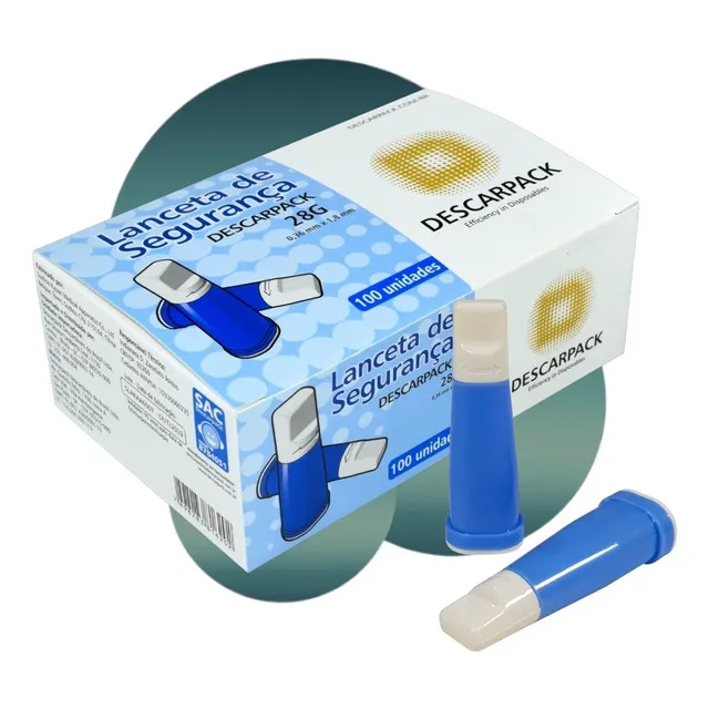 Auto Lanceta De Segurança 28g Descarpack C/ 100 Unidades 