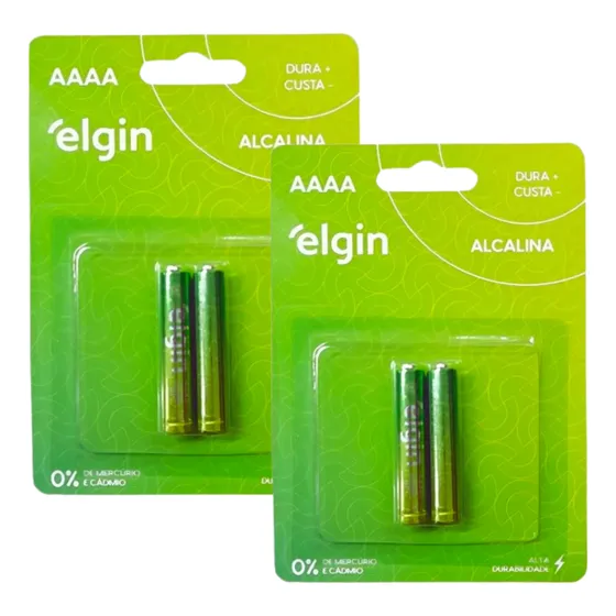 Kit 4 Pilha Aaaa 4a Alcalina Elgin- Caneta Computador 