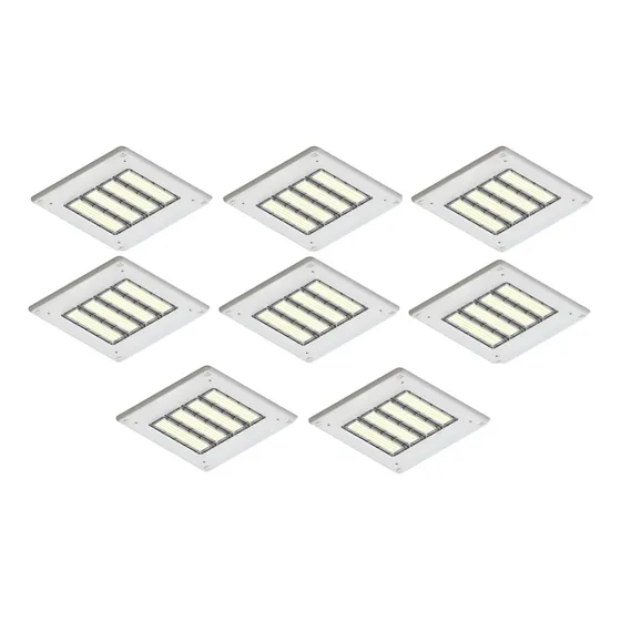 Kit 08 Luminária Led  Posto De Combustível 400w 110/220v Branco Luz Branco Frio 6500k