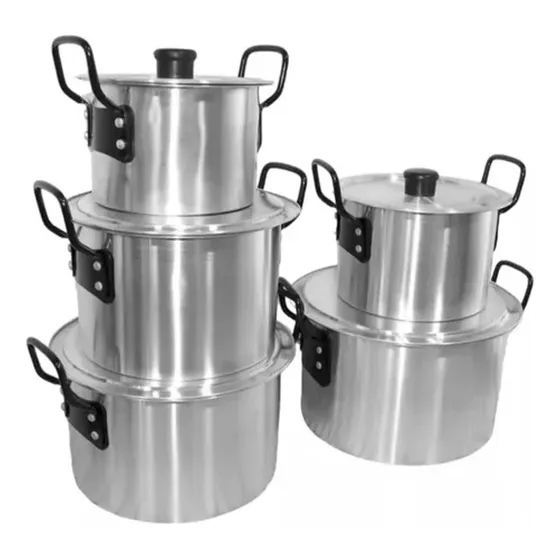 Juego De 5 Ollas De Aluminio Con Tapas 10 Piezas