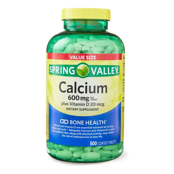 Calcio 600 Mg Más Vitamina D3 20 Mcg Spring Valley 500 Compr