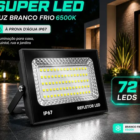 Kit 4 Refletor Super Led 400w Branco Frio Carcaça Preta Ideal Área Externa Ip67