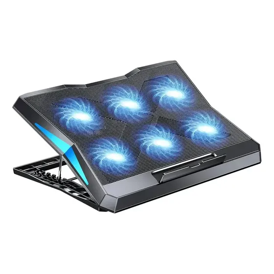Base Refrigerada Notebook 6 Coolers Ajustável Preto Azul-aço
