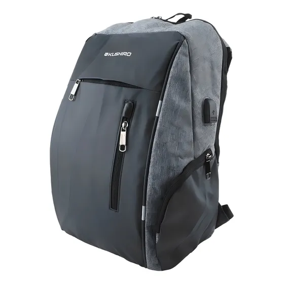Mochila Urbana Kushiro MUSB01 Negro con Puerto USB y Compartimento para Notebook 40L