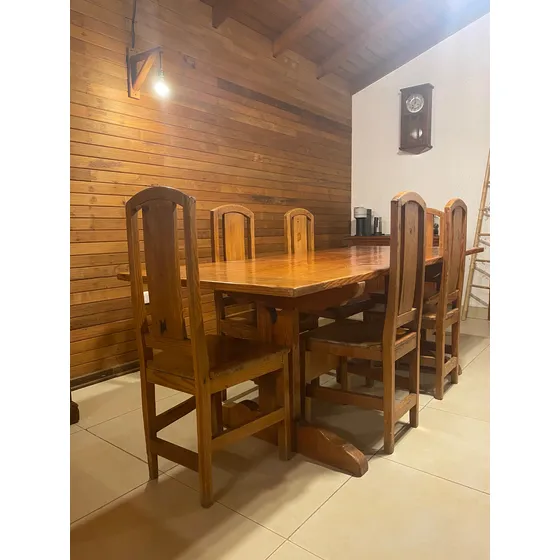 Mesa De Comedor Roble Americano Con 6 Sillas 2.2m